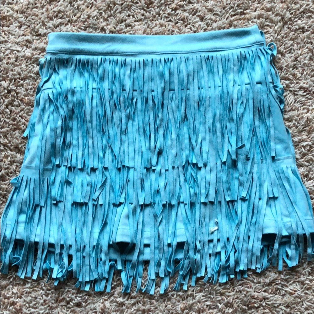 Girl’s Baby blue Lipstik Girls fringe skirt sz 12